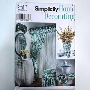 Simplicity 7183 Uncut Sewing Pattern Bathroom Decor Shower Curtain Sink Skirt